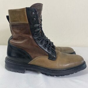 Men's Rag and Bone Spencer Commando Brown Olive Black Leather Boots 9